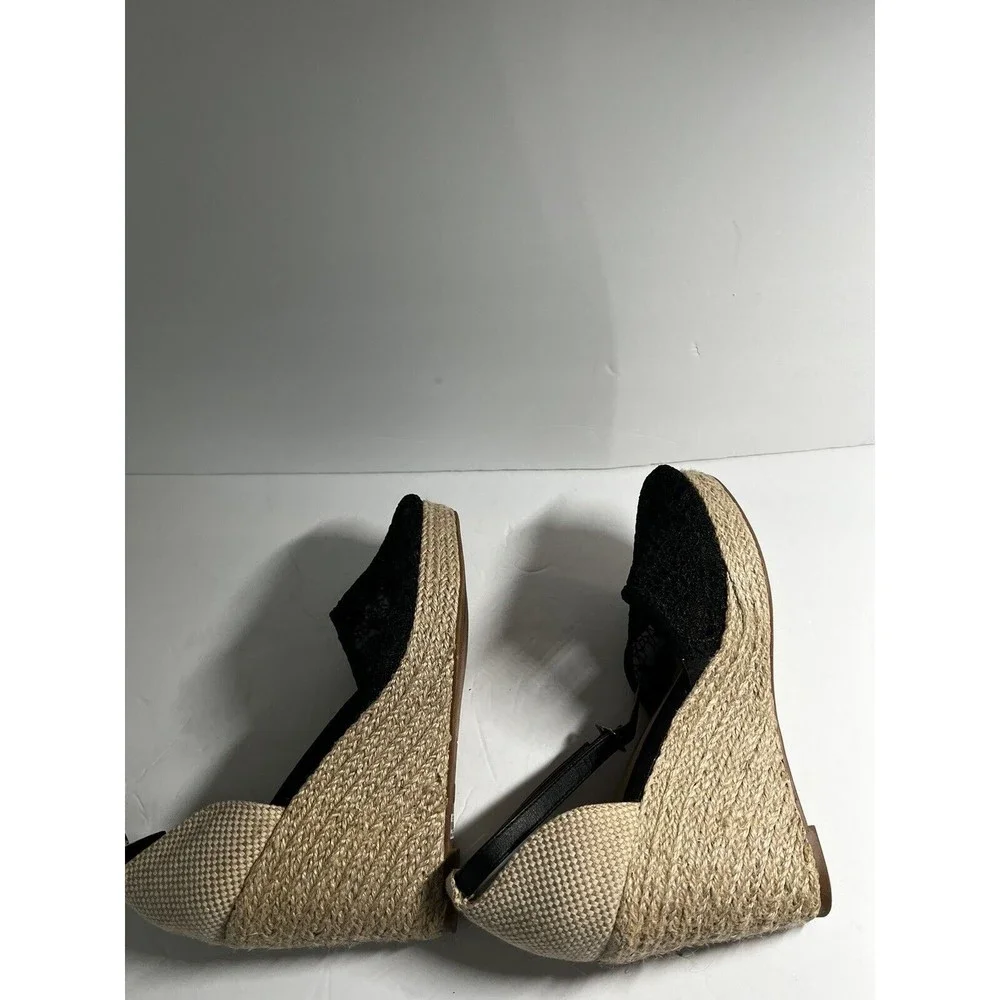 Torrid Women's Size 10 Wide Black Crochet Wedge Platform Espadrille Sandals Boho